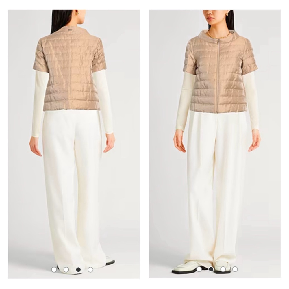 Herno Short Quilted Puffer Jacket in Beige and Cream Accents
